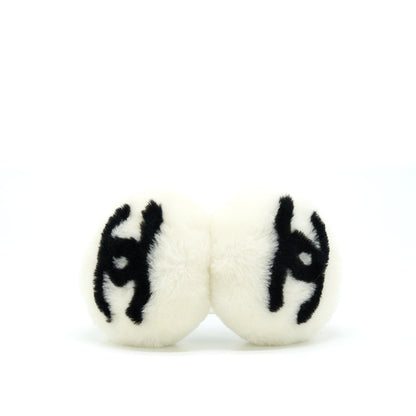 Chanel 22P Shearling CC Logo Earmuffs White/Black