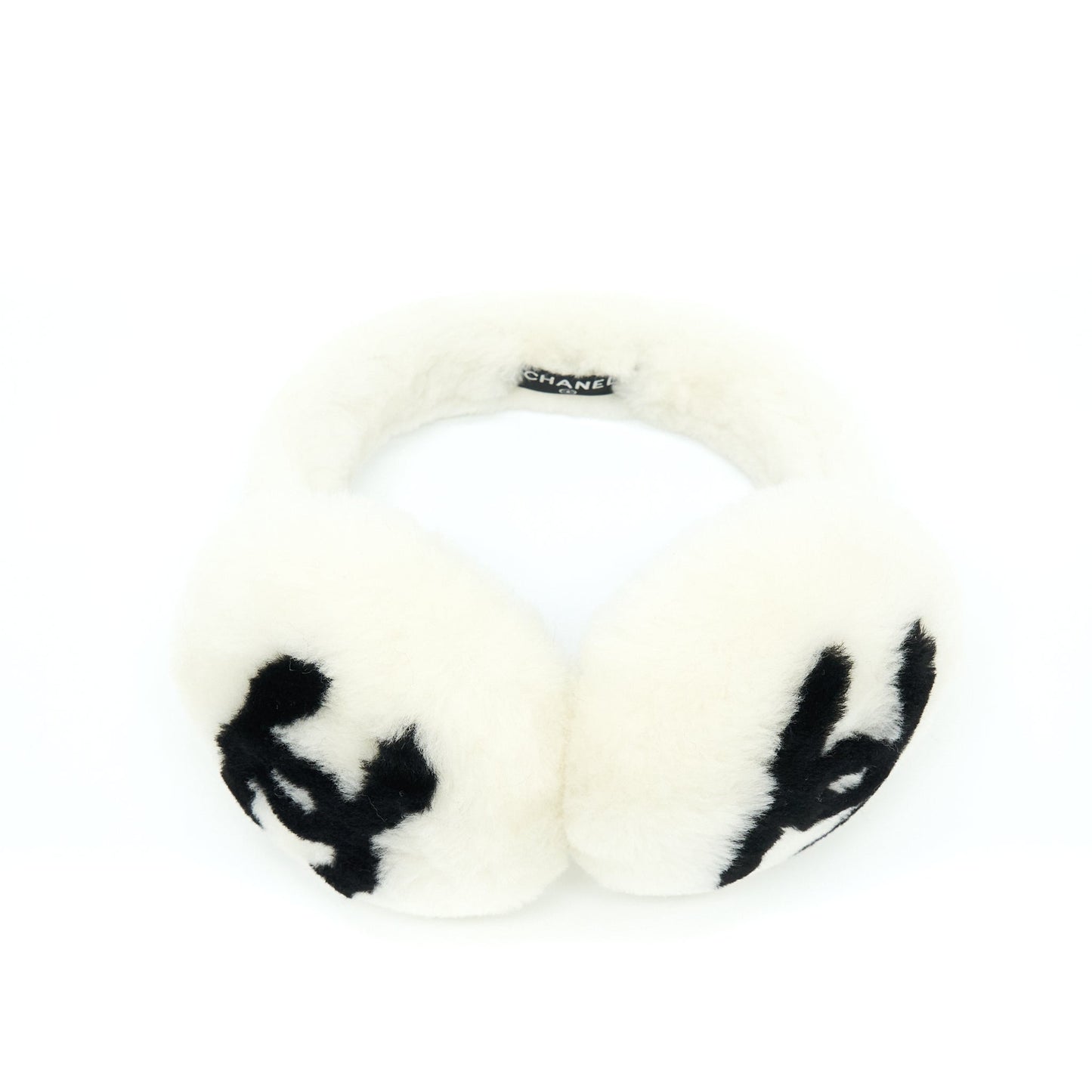 Chanel 22P Shearling CC Logo Earmuffs White/Black