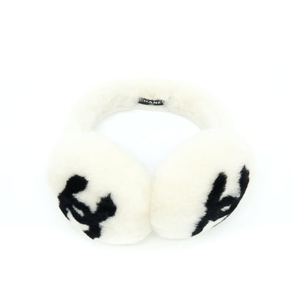Chanel 22P Shearling CC Logo Earmuffs White/Black