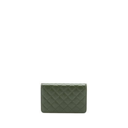 Chanel 22K Wallet On Chain Caviar Dark Green LGHW (Microchip)