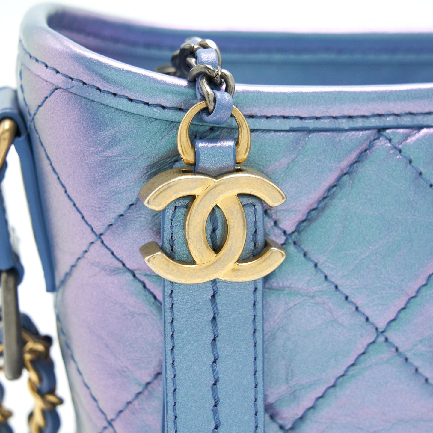 Chanel Small Gabrielle Hobo Bag Iridescent Blue