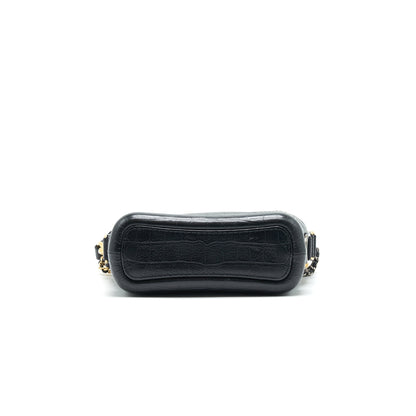Chanel Small Gabrielle Hobo Bag Crocodile Embossed Calfskin Black