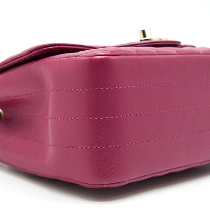 CHANEL MINI SQUARE CHEVRON RASPBERRY RED LAMBSKIN GHW