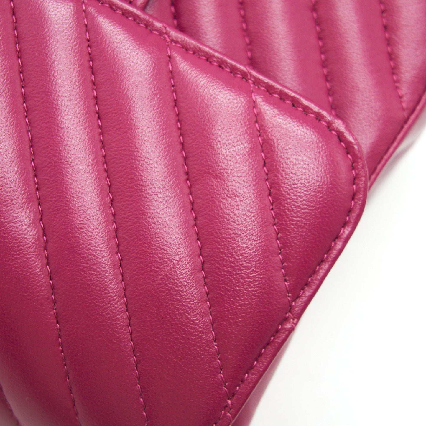 CHANEL MINI SQUARE CHEVRON RASPBERRY RED LAMBSKIN GHW