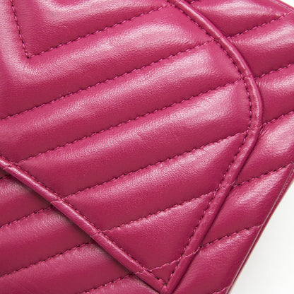 CHANEL MINI SQUARE CHEVRON RASPBERRY RED LAMBSKIN GHW