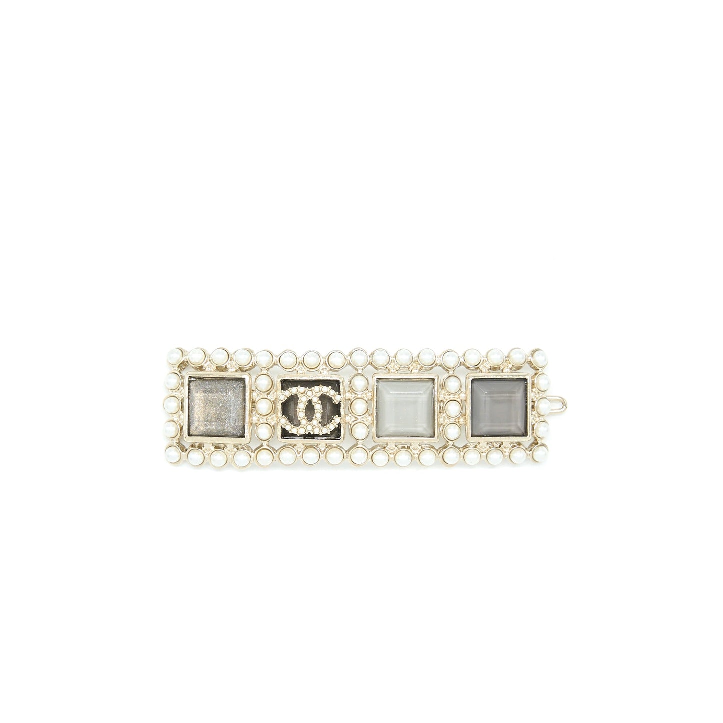 Chanel Pearl /CC Logo Hairclip Light Gold Tone