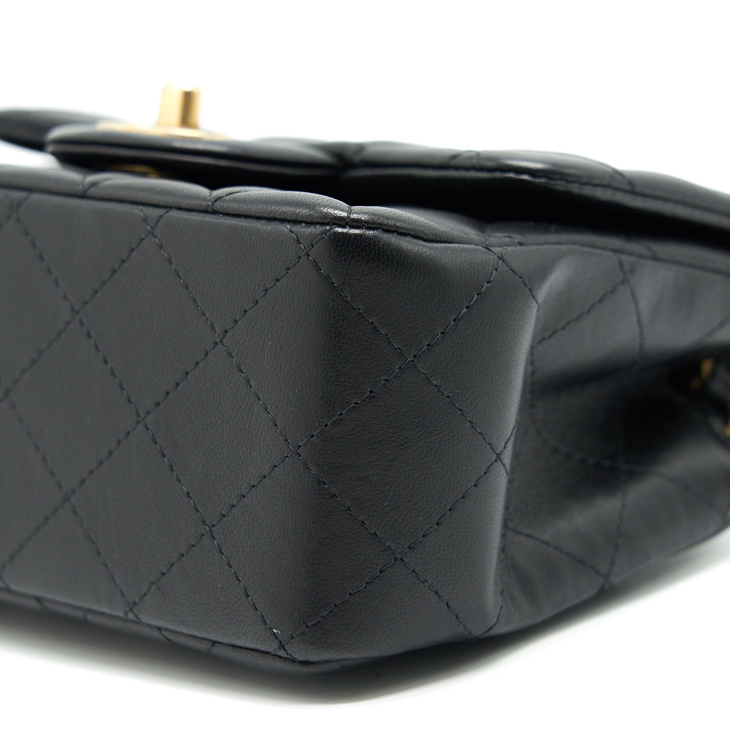 CHANEL MINI SQUARE BLACK LAMBSKIN GHW