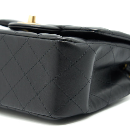 CHANEL MINI SQUARE BLACK LAMBSKIN GHW