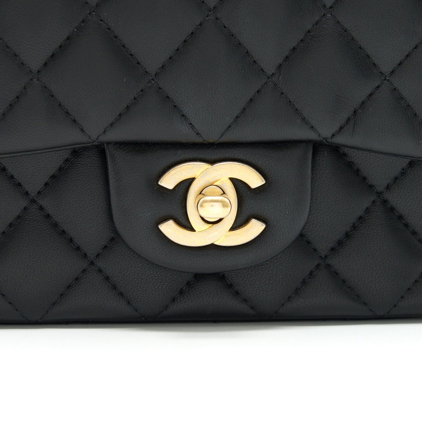 CHANEL MINI SQUARE BLACK LAMBSKIN GHW