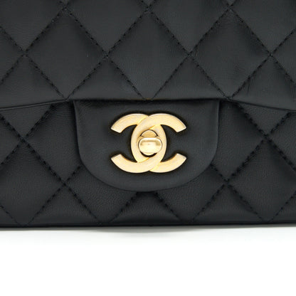 CHANEL MINI SQUARE BLACK LAMBSKIN GHW