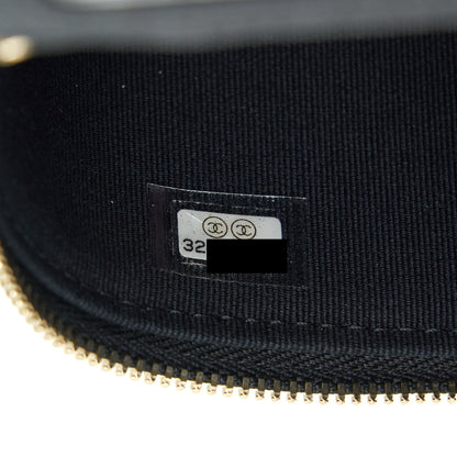 Chanel 22S Detailed Logo Mini Vanity With Chain Caviar Black LGHW