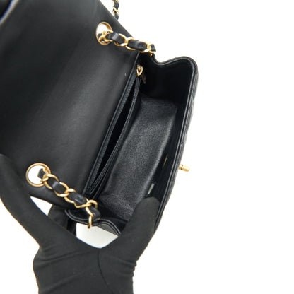 CHANEL MINI SQUARE BLACK LAMBSKIN GHW