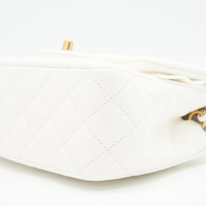 Chanel 21B pearl crush Mini Square flap Bag White GHW