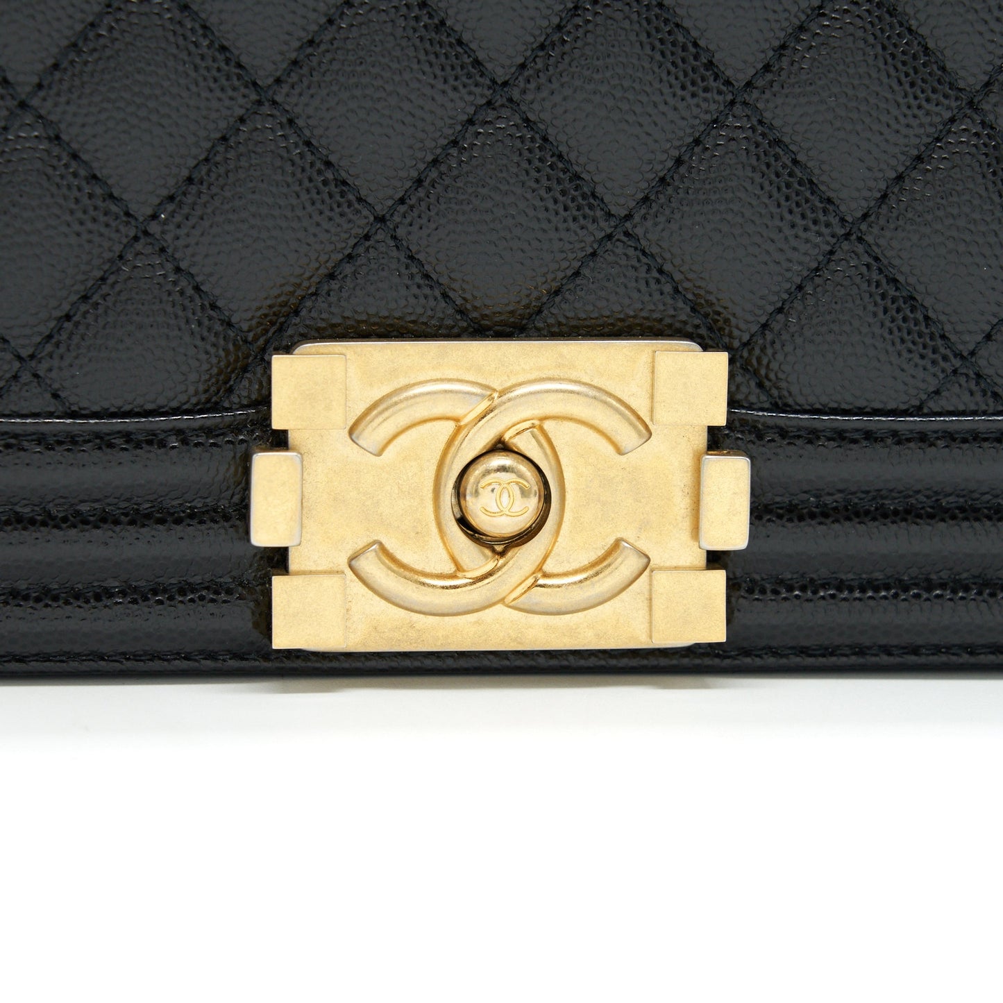 CHANEL SMALL BOY BAG CAVIAR LEATHER GHW BLACK