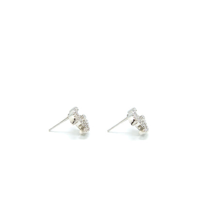 Chanel Mini CC Logo Earrings Silver Tone