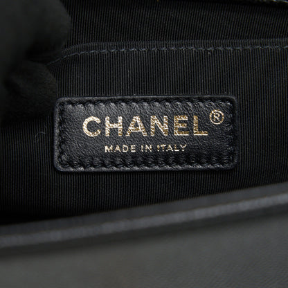 CHANEL SMALL BOY BAG CAVIAR LEATHER GHW BLACK