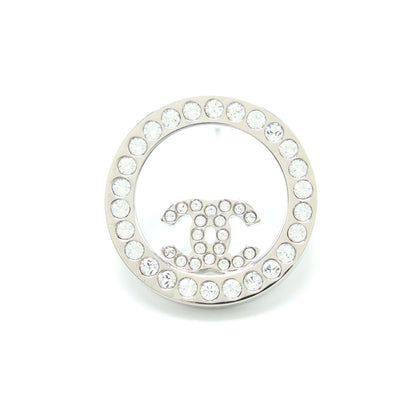 Chanel Round Crystal CC Earrings SHW