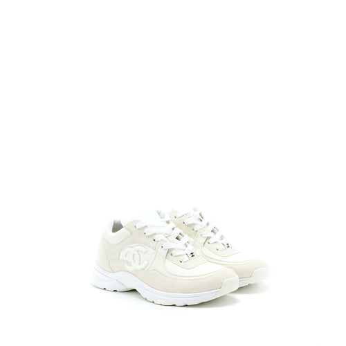 Chanel Size 37.5 22K CC Logo Sneaker White