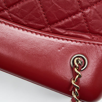 Chanel Small Gabrielle Backpack Aged Calfskin Red With Ruthenium Gold/Sliver Hardware