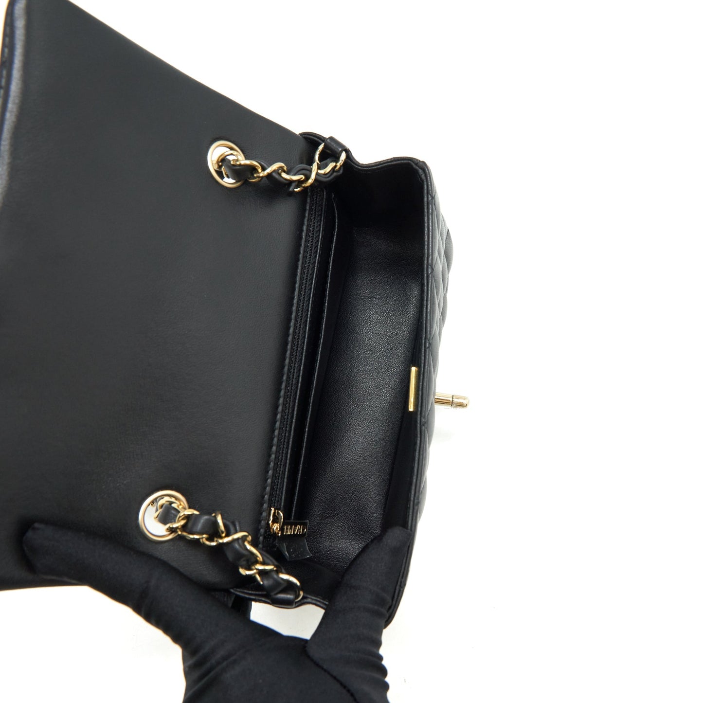 Chanel Mini Rectangular Flap Bag Lambskin Black LGHW(Microchip