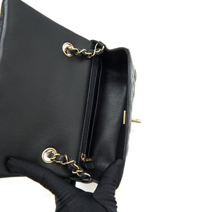 Chanel Mini Rectangular Flap Bag Lambskin Black LGHW(Microchip