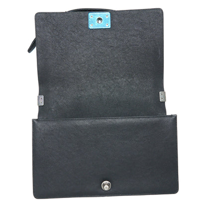 Chanel New Medium 28cm Boy Bag Caviar Black Ruthenium SHW