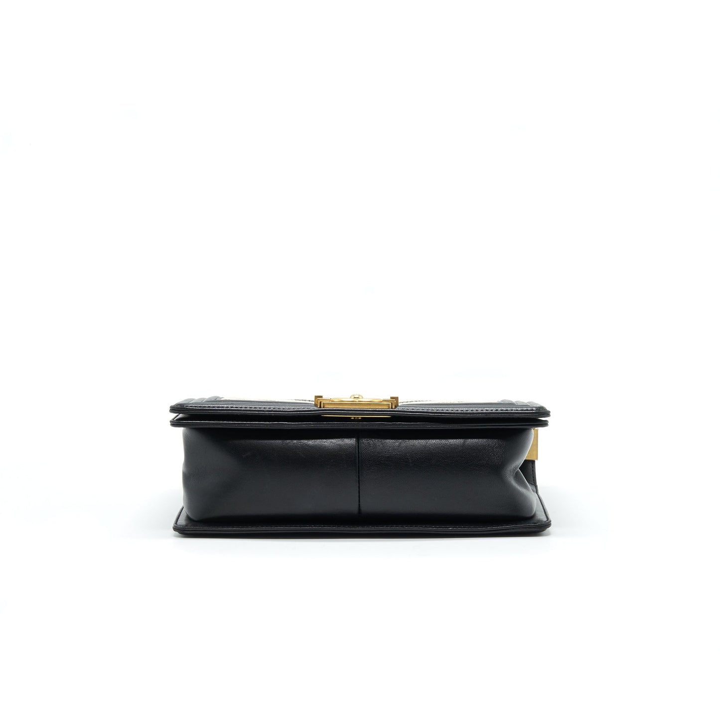CHANEL TWEED MEDIUM LE BOY CHEVRON BLACK AND WHITE GHW