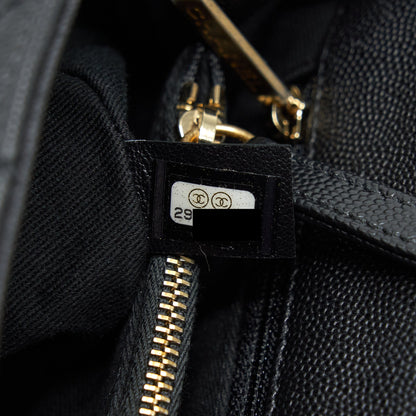 Chanel Medium Coco Handle With Lizard Embossed Handle Caviar Black GHW
