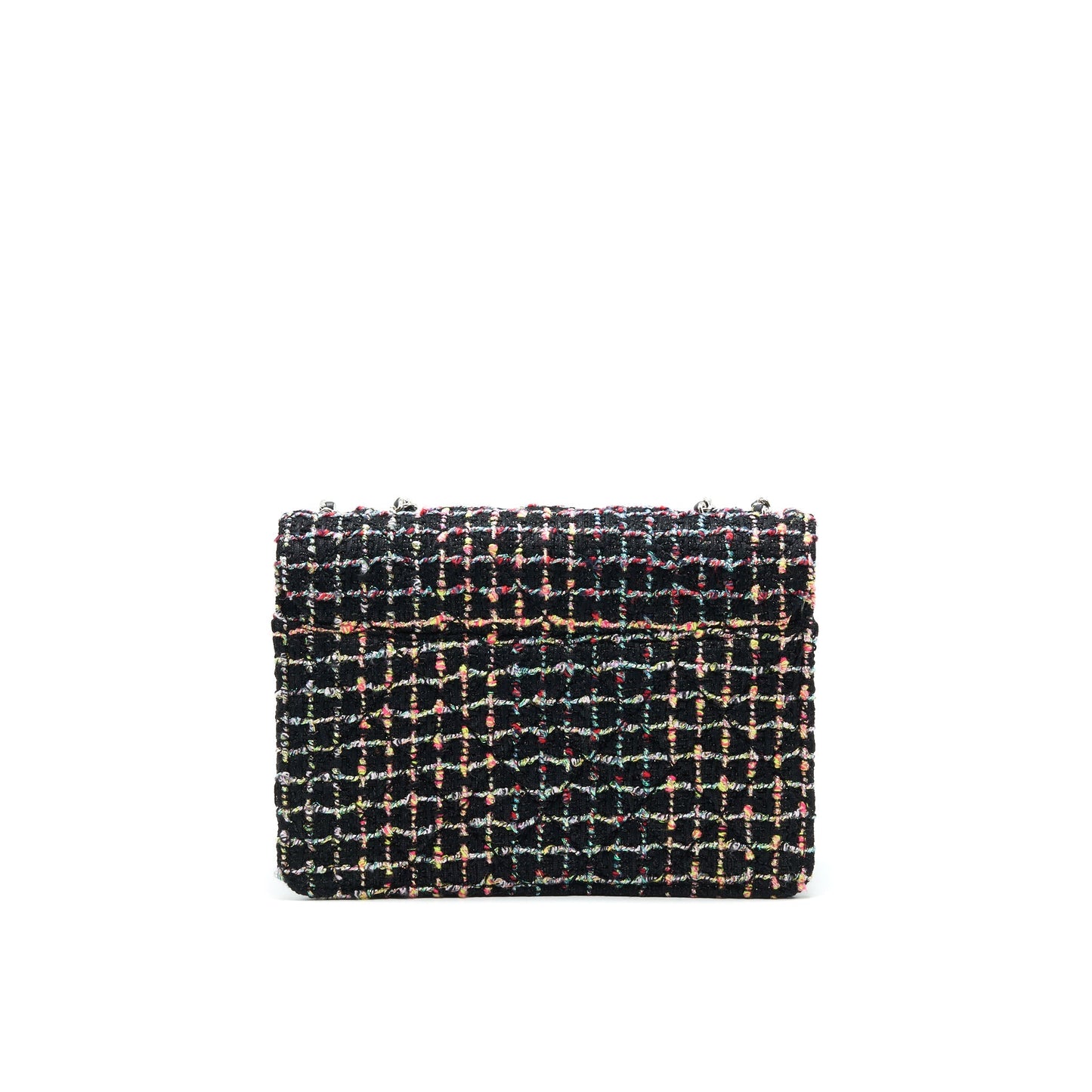 Chanel Tweed Quilted Mini Beauty Lock Flap Bag Multicolor Black