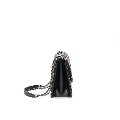 Chanel Tweed Quilted Mini Beauty Lock Flap Bag Multicolor Black