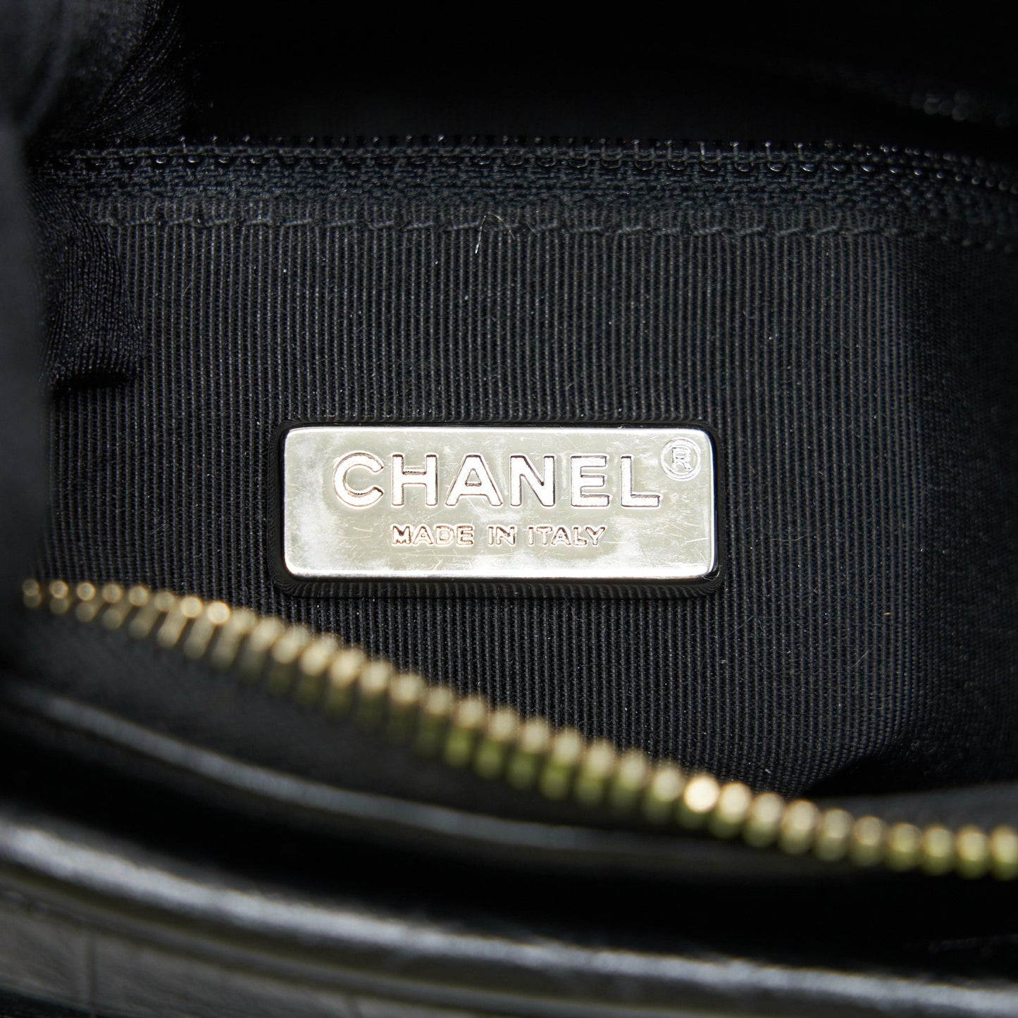 Chanel Small Gabrielle Hobo Bag Crocodile Embossed Calfskin Black