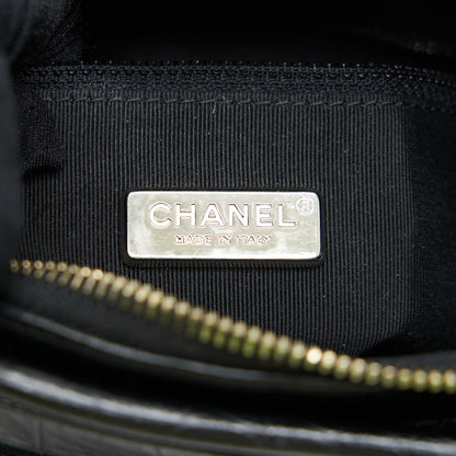 Chanel Small Gabrielle Hobo Bag Crocodile Embossed Calfskin Black