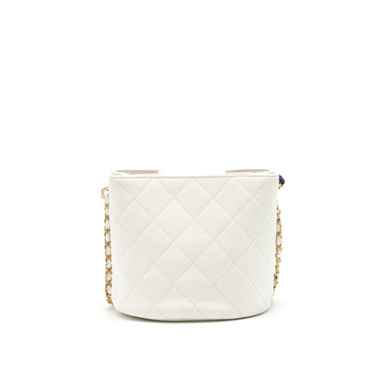 Chanel Bucket Bag With Chain Handle Caviar White GHW