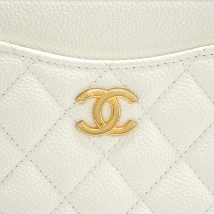 Chanel Seasonal Zippy Pouch Caviar White GHW
