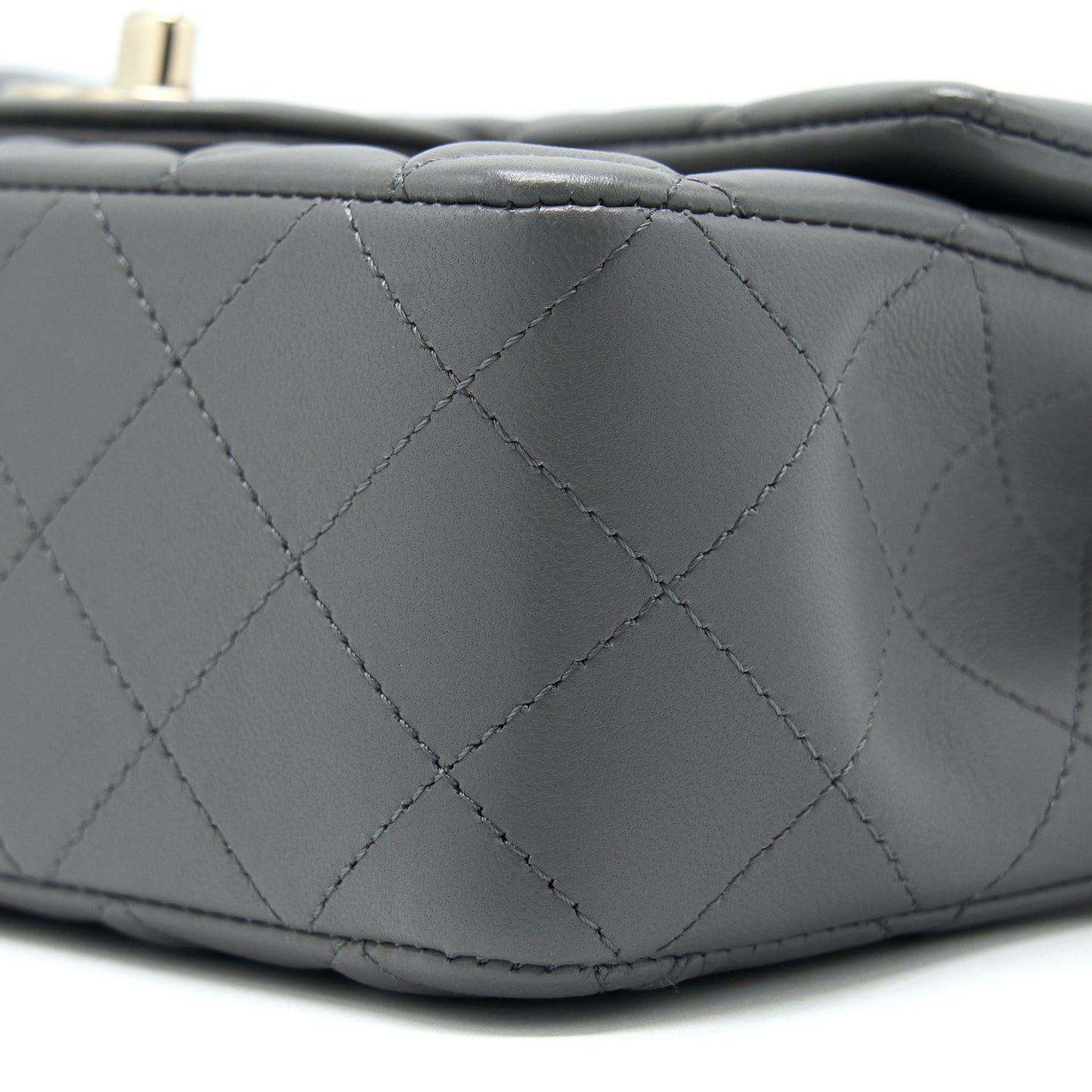 Chanel 22A Mini Rectangular Flap Bag Lambskin Grey LGHW (Microchip).
