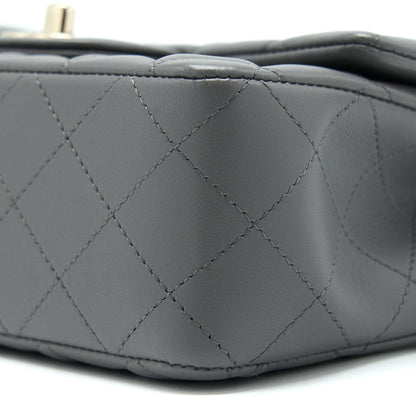 Chanel 22A Mini Rectangular Flap Bag Lambskin Grey LGHW (Microchip).