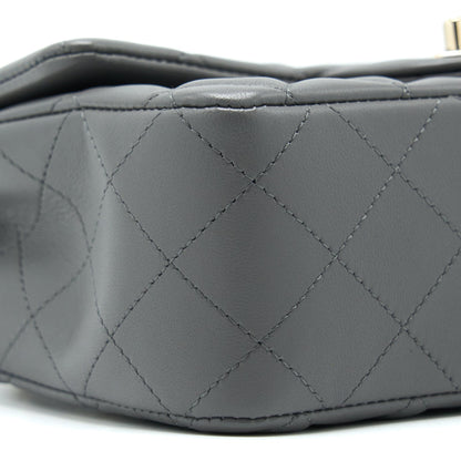 Chanel 22A Mini Rectangular Flap Bag Lambskin Grey LGHW (Microchip).
