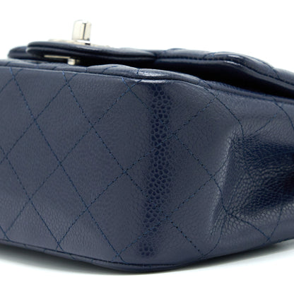 Chanel Mini Square Flap Bag Caviar Navy SHW