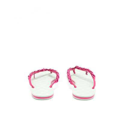Chanel Size 38.5 Slipper Mint Green/ Pink