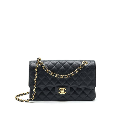 CHANEL MEDIUM CLASSIC DOUBLE FLAP BAG CAVIAR BLACK GHW
