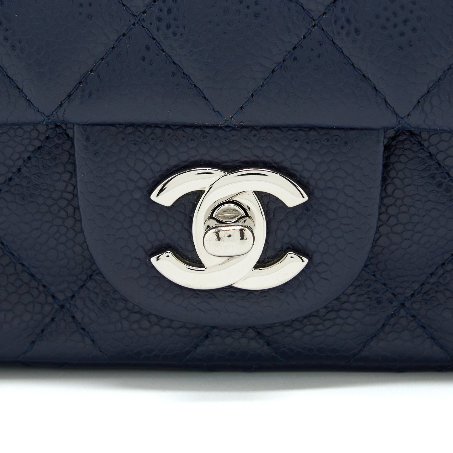 Chanel Mini Square Flap Bag Caviar Navy SHW