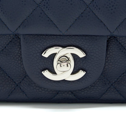 Chanel Mini Square Flap Bag Caviar Navy SHW