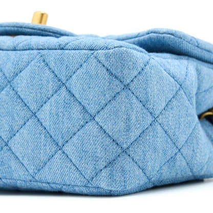 Chanel 22C Denim Pearl Crush Mini Square Flap Bag GHW(Microchip)