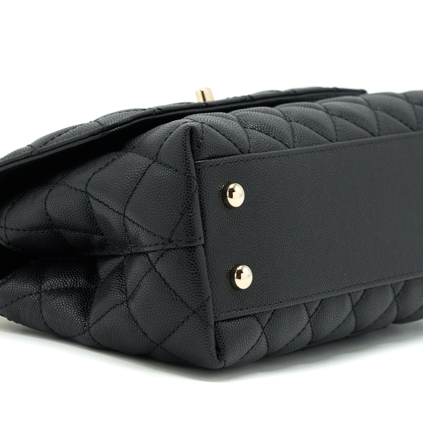 Chanel Small Coco Handle Caviar Black LGHW With Red Embossed Handle