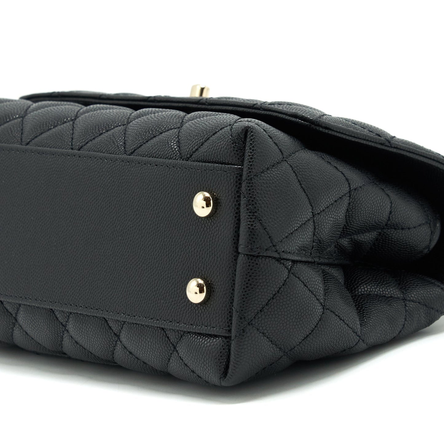 Chanel Small Coco Handle Caviar Black LGHW With Red Embossed Handle
