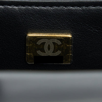 Chanel 22K Retro Classic New Square Mini Flap Bag Patent Black Brushed GHW(Microchip)