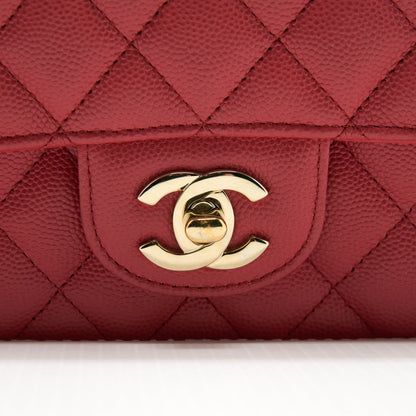 Chanel Mini Rectangular Flap Bag Caviar Coral Pink GHW