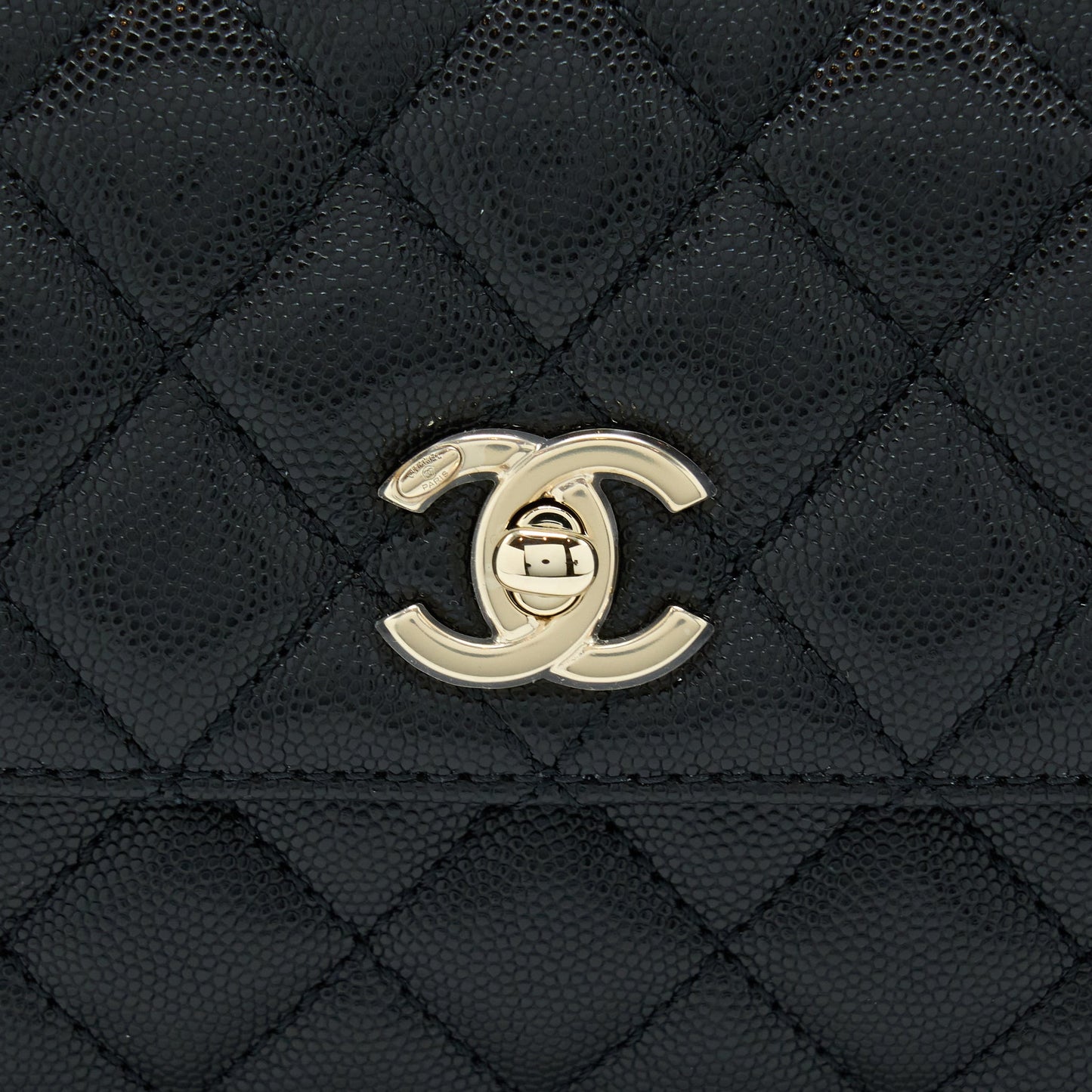 Chanel Small Coco Handle Caviar Black LGHW (Microchip)