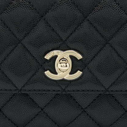 Chanel Small Coco Handle Caviar Black LGHW (Microchip)