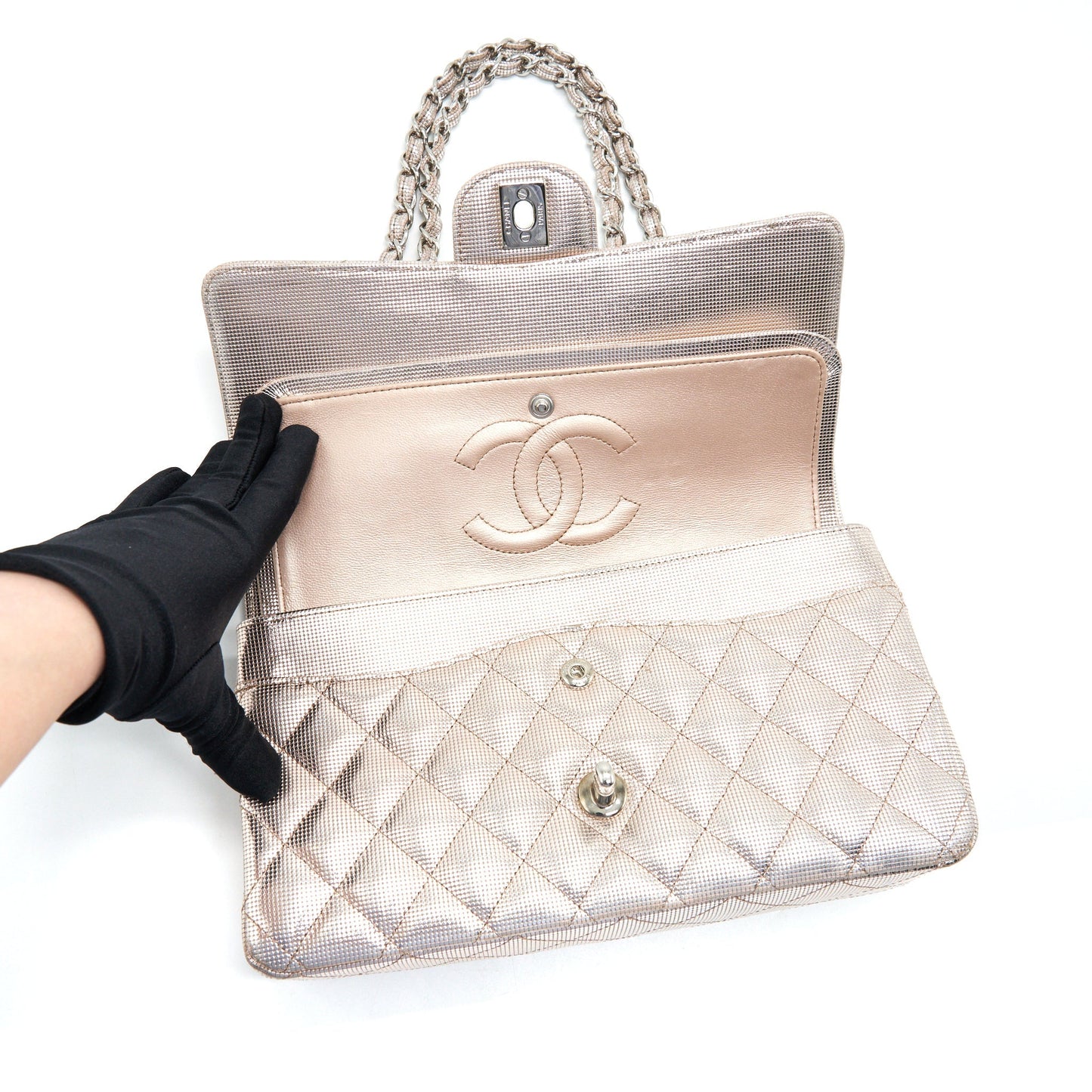 CHANEL SEASONAL MEDIUM FLAP BAG IN CHAMPAGNE PINK SHW